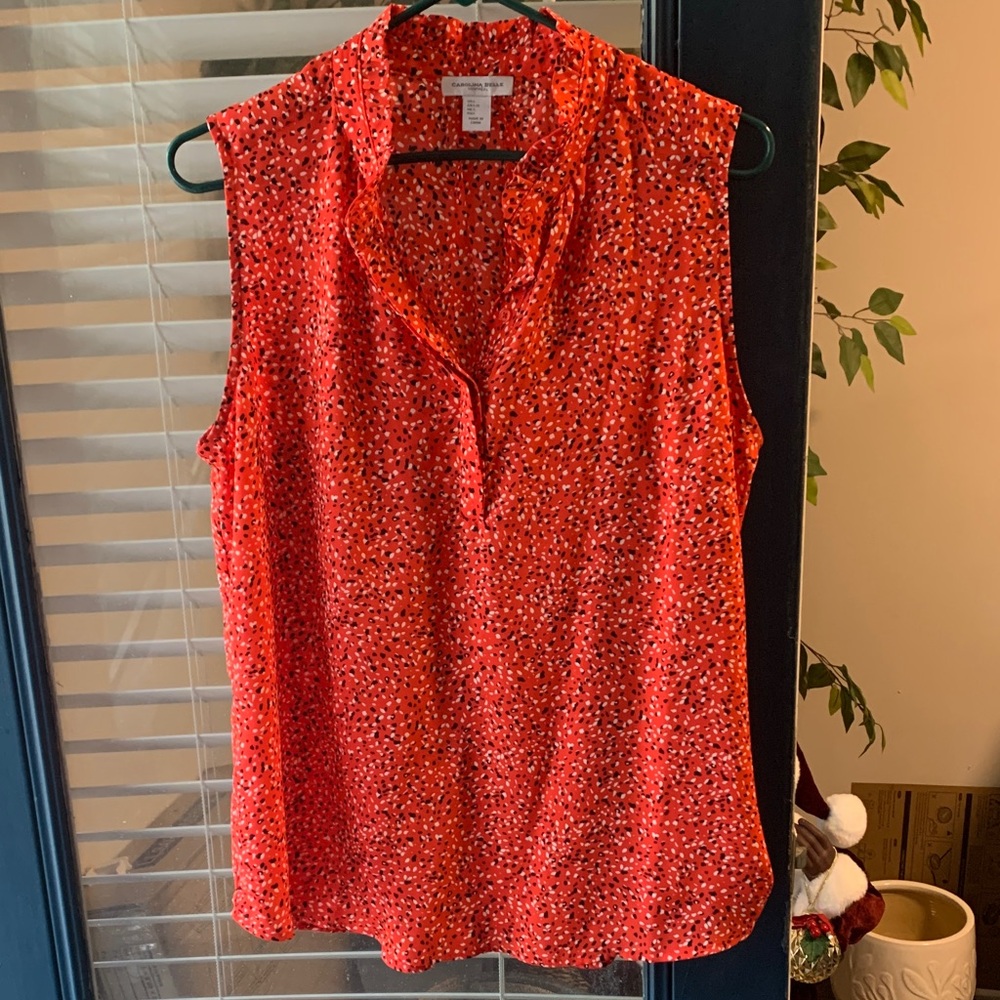 Carolina Belle Red Black White Printed Sleeveless V-Neck Camisole